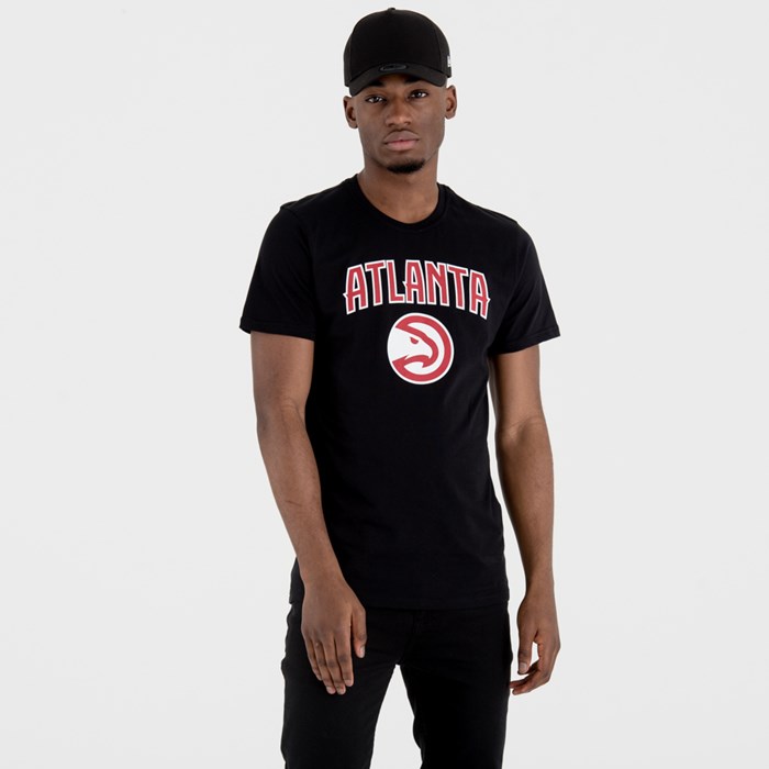 Atlanta Hawks Team Logo Miesten T-paita Mustat - New Era Vaatteet Tarjota FI-839762